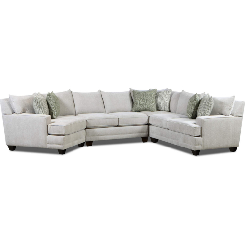 Kennedy Right Arm Sectional Sofa with Angled Cuddler in Silver Grey Microsuede